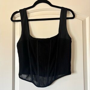 Showpo Portia Black Crochet Corset Tank Top